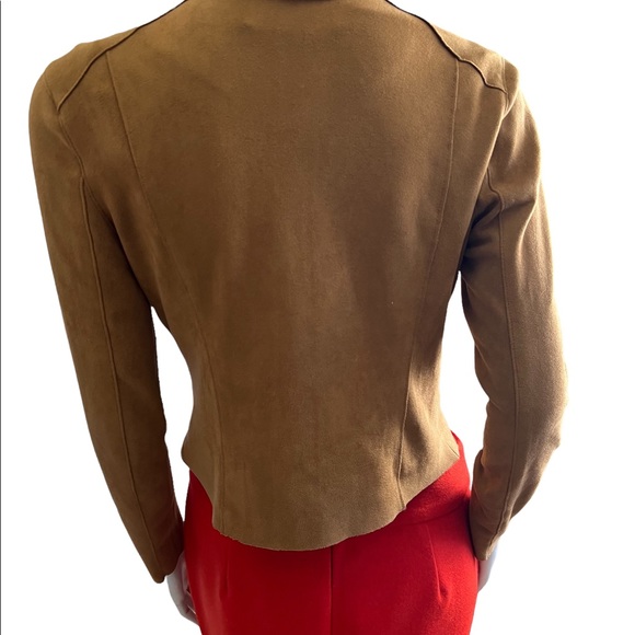 BLANK NYC Drape Front Faux Suede Zip Up Jacket In Hazelnut Brown Sz Small - Picture 5 of 10